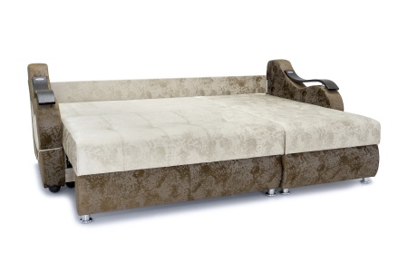 Диван угловой тик-так Дублин бежевый / коричневый